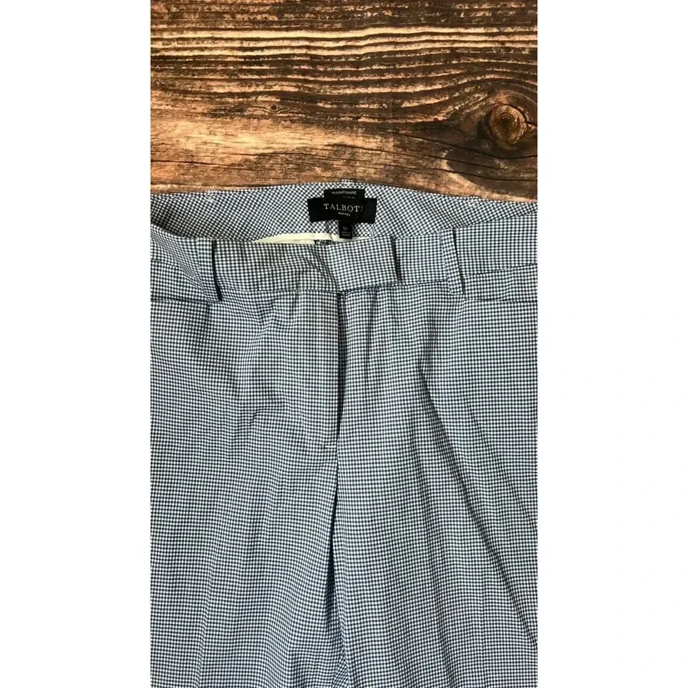Talbots Petites‎ Women's Size 6 Hampshire Blue Checkered Dress Pants Business - Picture 2 of 4